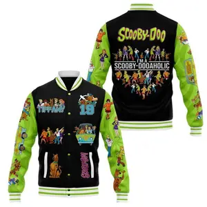 Custom Cartoon Dog Varsity Jacket Unisex, Personalized Cute Animal Streetwear, All Over Print Bomber Coat, Unique Gift Idea