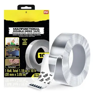 Heavy Duty Double Sided , Nano ,  Clear Adhesive  for Poster Photo Wall Decor As Seen  TV, (1 Roll - 10 )