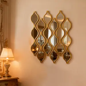 12-Piece Set of Gold Teardrop Decorative Mirrors, PVC Material, Artistic Wall-Mounted Mirrors—Perfect for Living Rooms, Bathrooms, Entryways, and Feature Walls—Creative Gift for the Home