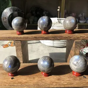 Natural Crystal Black Moonstone Sphere Collection