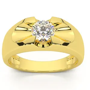 1/2ct Solitaire Mens Diamond Wedding Ring 14k Yellow Gold