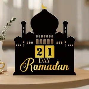 Wooden sign desktop decoration countdown decoration, Lamadan Festival, replaceable number 112234567890, desktop decoration, suitable for family farm living rooms, Lamadan gifts