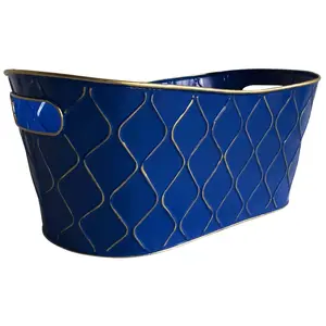 Wald Imports 2354-D6 13 in. Royal Blue Metal Planter