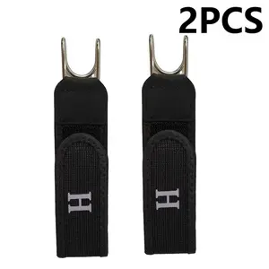 Unisex Elastic Waist Belt with Metal Hook Buckle Less Invisible Design for Work & EDC with Carabiner 2PCS