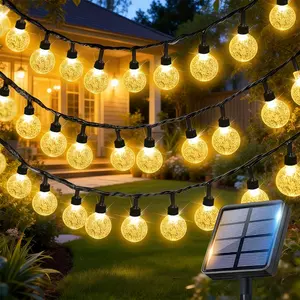 50/100 LED Bubble Globe Fairy Lights, Outdoor Solar String Lights, Waterproof Led Light, Ipx4, 1.7cm Ball, Button Control, for Summer Garden Patio Yard Trees Wedding Birthday Party Poolside Solar Light, Outdoor Solar Lighting, Patio Hanging Lights