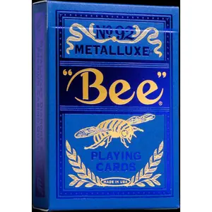Bee MetalLuxe Playing Cards - Blue Foil Diamond Back, Standard Index