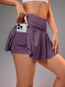 CourtClass Women's Skirt With Pockets For Badminton, Tennis, Yoga, Fitness, Running, Marathon Sports Women Purple Workout Skorts Gym Sport Skort Dress