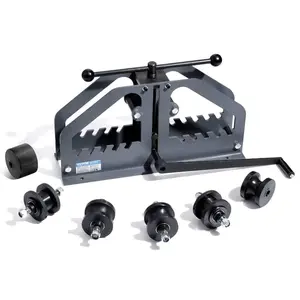 summervibes Manual Crank Carbon Steel Tube Roller Bender - 1-1/2 in Max Size, 6 Dies, 360° Bend Capability for Square/Round Tubes & Flat Bars, Ideal for HVAC & Auto Repair, Six Dies