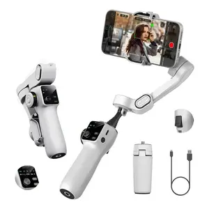 AOCHUAN Smart V8, 3-axis Gimbal Stabilizer w/Built-in 7.8' Extension Rod, AI Facial Tracking, Portable Smartphone Holder for iPhone & Android, w/Full-Screen OLED Display, Vlog Stabilizer, Cellphone&Selfie accessories