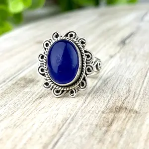 Blue Chalcedony Silver Ring - Size 8 - Balance & Stability Gemstone Jewelry - Serene - Grounding Energy - Handcrafted Sterling Silver