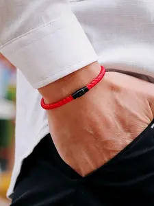 Magnetic Buckle Braided Bracelet, Simple Solid-Color Bracelet for Men and Women, Couples Bracelet, Fashion Accessory for Daily Wear