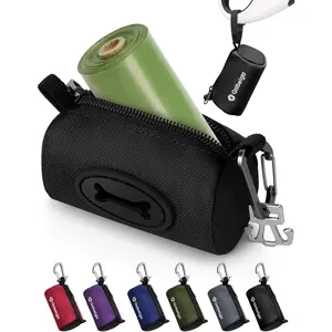 Dog Poop Bag Holder for Leash Large Opening for Easy Pull Out with Used Waste Bag Carrier Suitable for Any Retractable Leash 15 Unscented Bags Black Pet Kit
