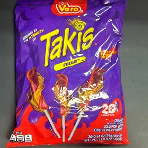 Takis - Fuego Lollipops 20pz, Chamoy Flavoring, 1lb Bag Candy