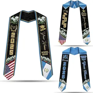 Customized Guatemala Graduation Stole, Personalized Guatemalan Graduation Sash 2025, Guatemalan American Flag Graduation Stole 2025