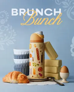 Owala BRUNCH BUNCH | Insulated Stainless Steel Water Bottle 24oz – Leakproof, BPA-Free, Cute Brunch Design, Keeps Drinks Cold & Hot