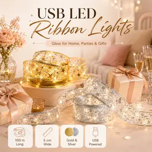 Flexible LED Light Ribbon for Home and Party Decor | Gold & Silver Wire LED String Light | Perfect for Gift Wrapping & Everyday Use