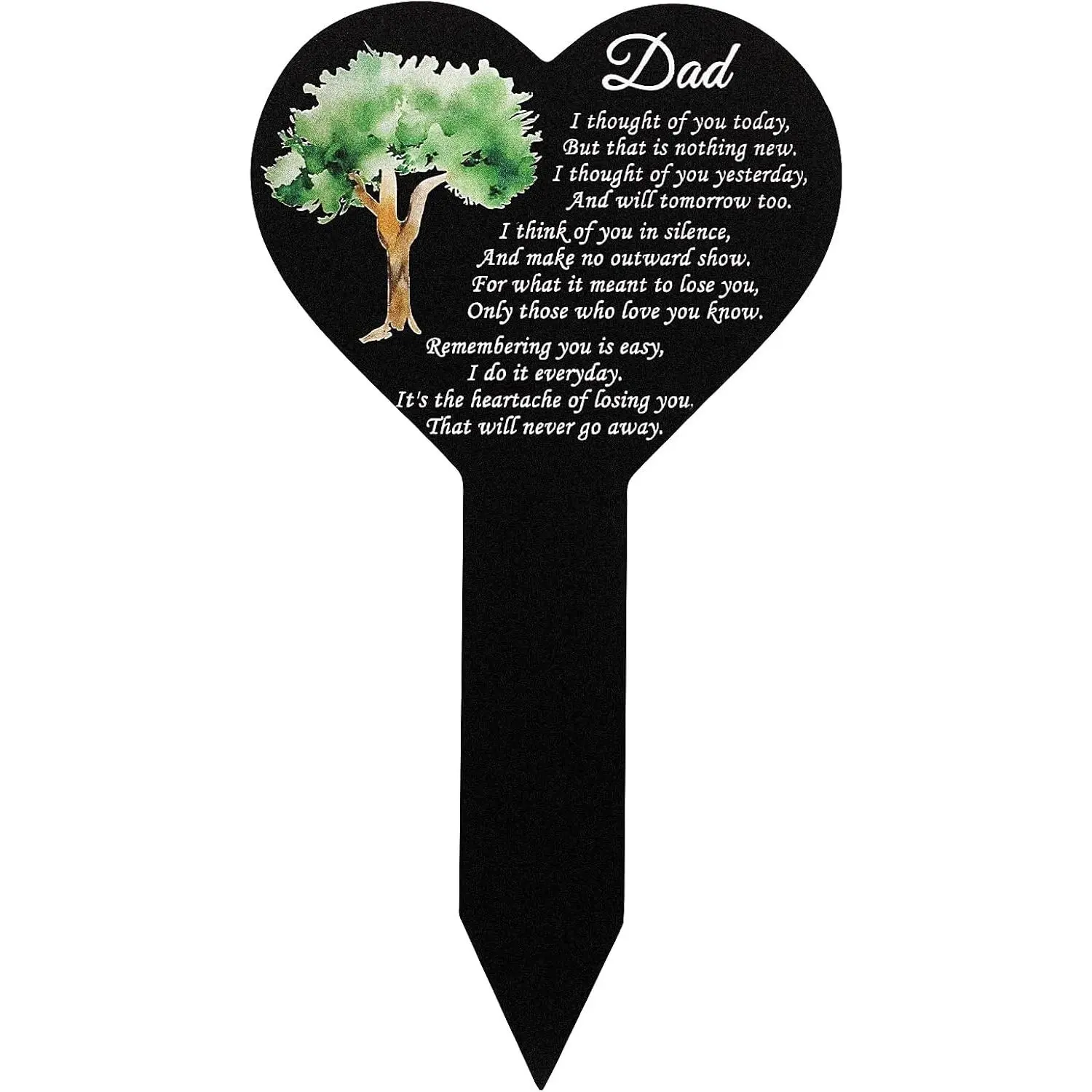 Metal Heart Cross Grave Marker - 11.81x6.5x0.04in Sturdy Weather-Resistant Funerary Garden Stake, Smooth Surface Dad Memorial Gift, Outdoor Yard Sign, Cemetery Decor