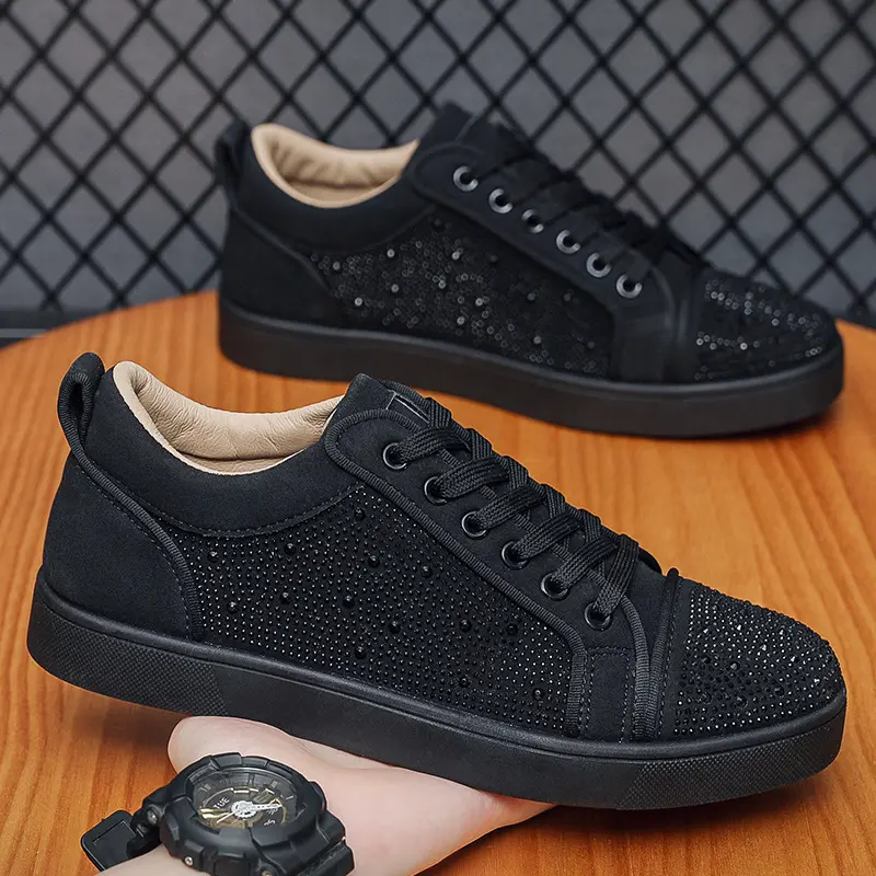 Men's Casual Riveted Cowhide Leather Sneakers, Low-Top Round Toe Fashion Shoes for All-Season Breathable Comfort, Cute, Cow Hide