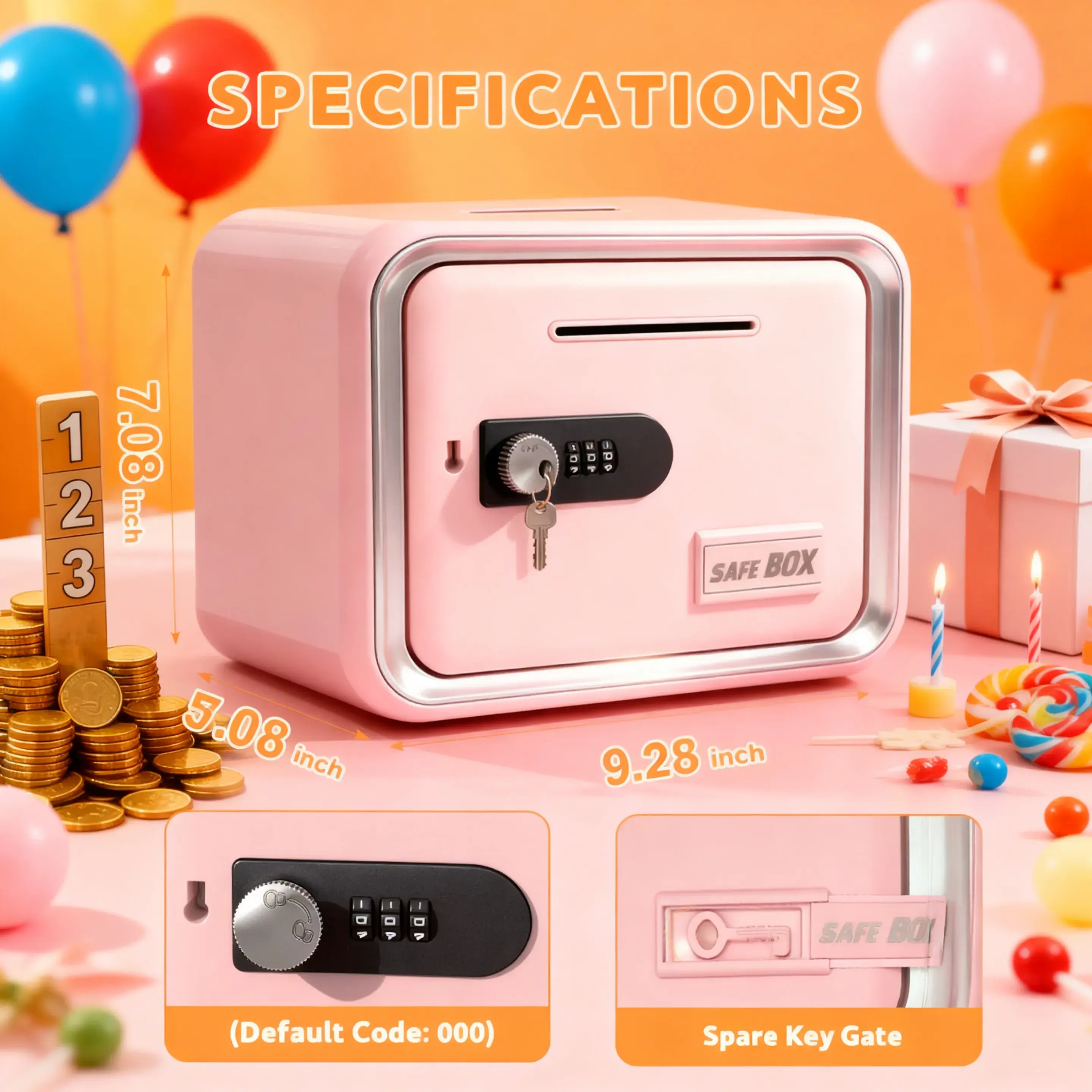 Pink Piggy Bank with Code Lock, Durable Savings Box - Children's Party Gift for Fostering Savings Habits