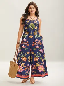 BLOOMCHIC Women's Plus Size Bohemian Tropical Floral Print Sleeveless Cami Overalls - Flattering Fit, Pockets, [M-6X] 2026 Summer Vibes - Women's Clothes, Clothes, Plus Size Fashion, Floral Boho Styles, Boho Print Designs,summerwins