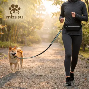 Hands Free Dog Leash with Zipper Pouch, Dual Padded Handles and Durable Bungee for Walking, Jogging and Running Your Dog