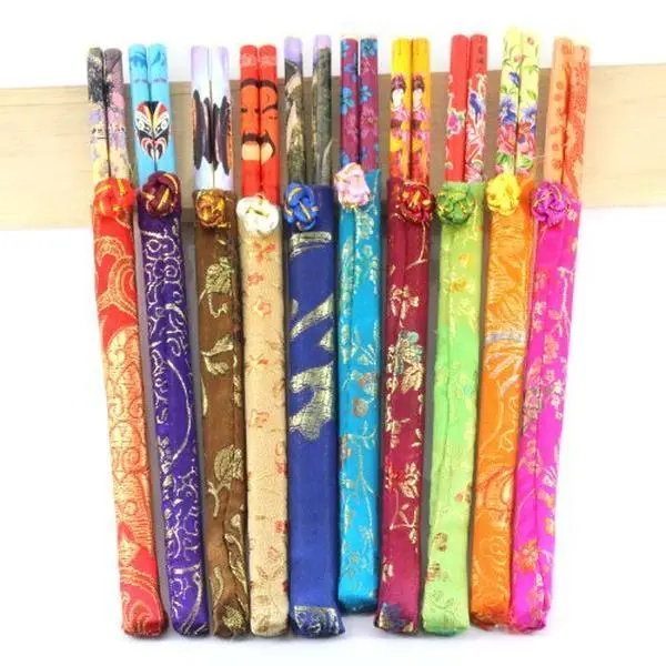 Thy Home 10-Pair Eco-Friendly Colorful Chinese Bamboo Natural Wood Chopsticks Set, 9in Polished Grip Kitchenware Cutlery & Tableware Utensils for Home, Garden Use, Wooden