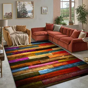 Colorful Abstract Striped Pattern Rug, 1 Count Non-slip Soft Floor Mat, Decorative Carpet for Home Living Room Bedroom Hotel Dormitory