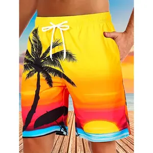 Quick Drying Comfortable Breathable Gradient Palm Tree At Dawn Swim Trunks for Men's Board Shorts Swimwear for Summer Vacation Resort Beach Pool Swimming Outdoor