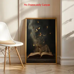 Wall arts Golden Butterflies Magic Posters Golden Butterflies Canvas Prints Bedroom Decor Living Room Decor Gift Unframed Wall Art Painting