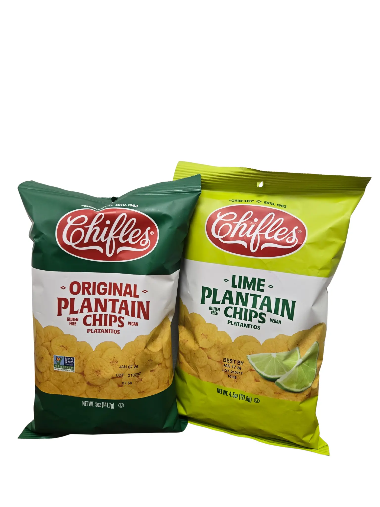Chifles Plantain Chips 2-Pack Variety - Lime & Original Flavors, Vegan, Gluten Free, GMO-Free Healthy Crunchy Snack, Gluten Free Snack