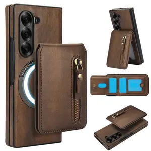 Magnetic Detachable Wallet Case for Galaxy Z Fold 7/6/5/4/3, 2-In-1 Card Holder, Flip Stand, Unisex Protective Phone Case