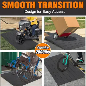Rubber Driveway Curb Ramps, 15 Ton Capacity Heavy Duty Car Ramp, 2.5 Inch High Curbside Bridge Ramp, 4ft Motorcycle Ramp for Loading Dock Garage Sidewalk Wheel Ramp