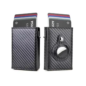 Mens Smart Wallet Card HolderLeather, Slim, Carbon Fiber, Minimalist  9-14 Card Capacity | ID Window | Cash Slot Perfect Present For Dad Best Father Birthday Gift ,Men Gifts