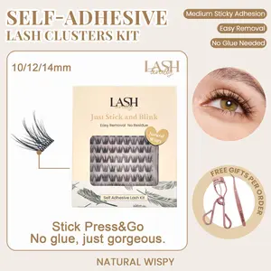 Lashterally Natural Wispy Self-adhesive Lash Clusters Kit Glue Free Eyelashes Easy Removal 10mm/12mm/14mm 90 Clusters Makeup Cosmetic Flawless