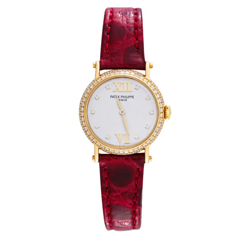 Patek Philippe Calatrava 4861J 26mm 18K Yellow Gold Factory Diamond Bezel Silver Dial WHP041566