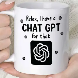 1pc Chat GPT Mug - Funny AI Chatbot Cup with Chat GPT Text, 11oz Coffee Cup for Tech Enthusiasts, Machine Washable Ceramic Cup for Home, Office