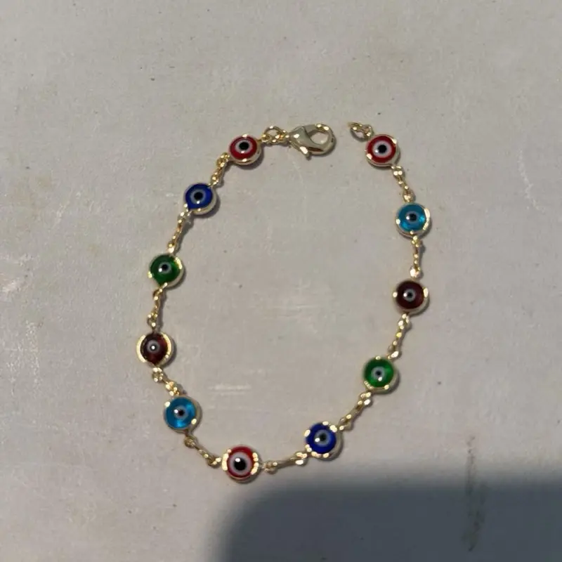 18k gold plated evil eye 7”bracelet