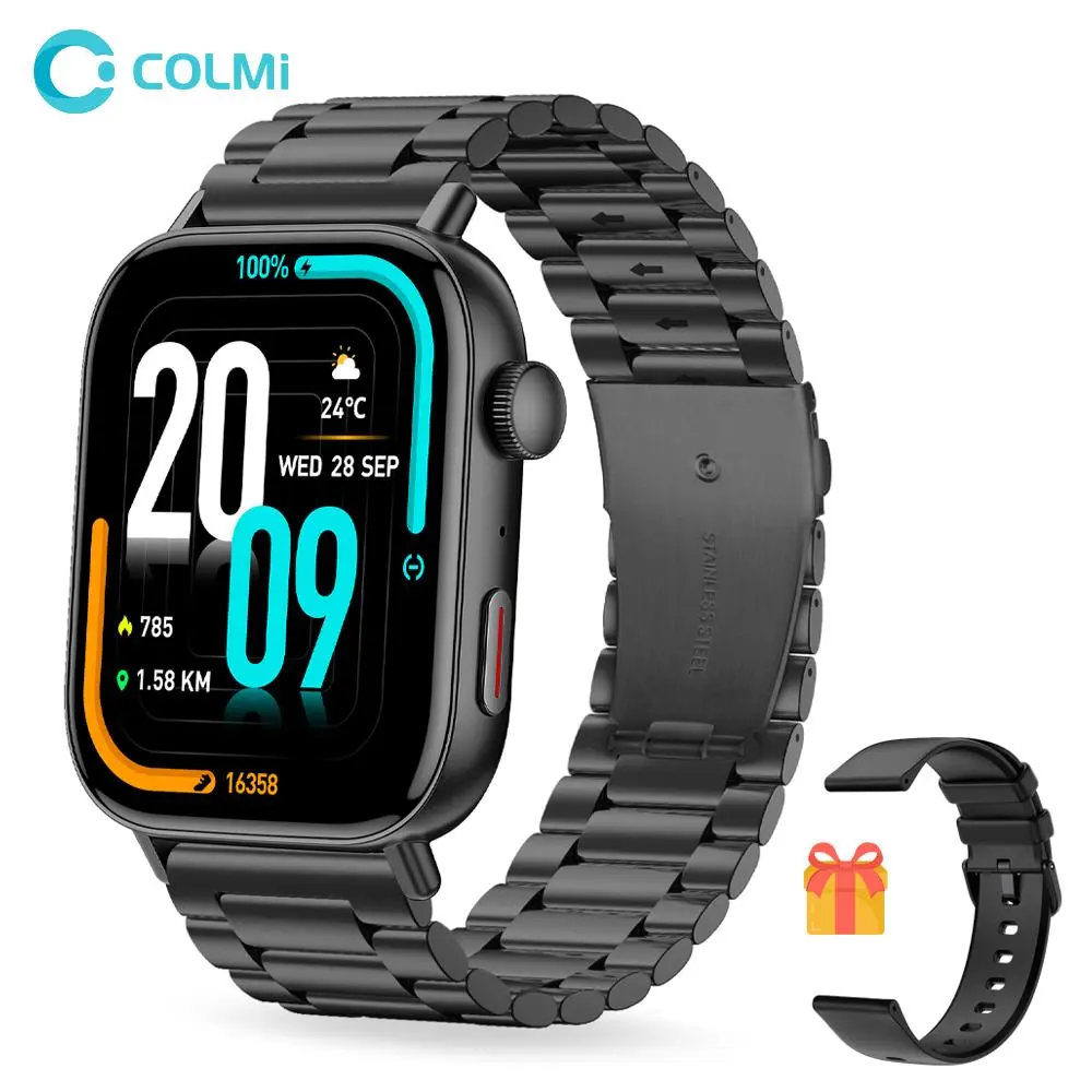 COLMI C8 Max Smart Watch - 1.83'' Fashion Touch Screen Wearable Device, 100+ Sports Modes, DIY Custom Dials, Messages Reminder, Fitness & Running Wristwatch, Black
