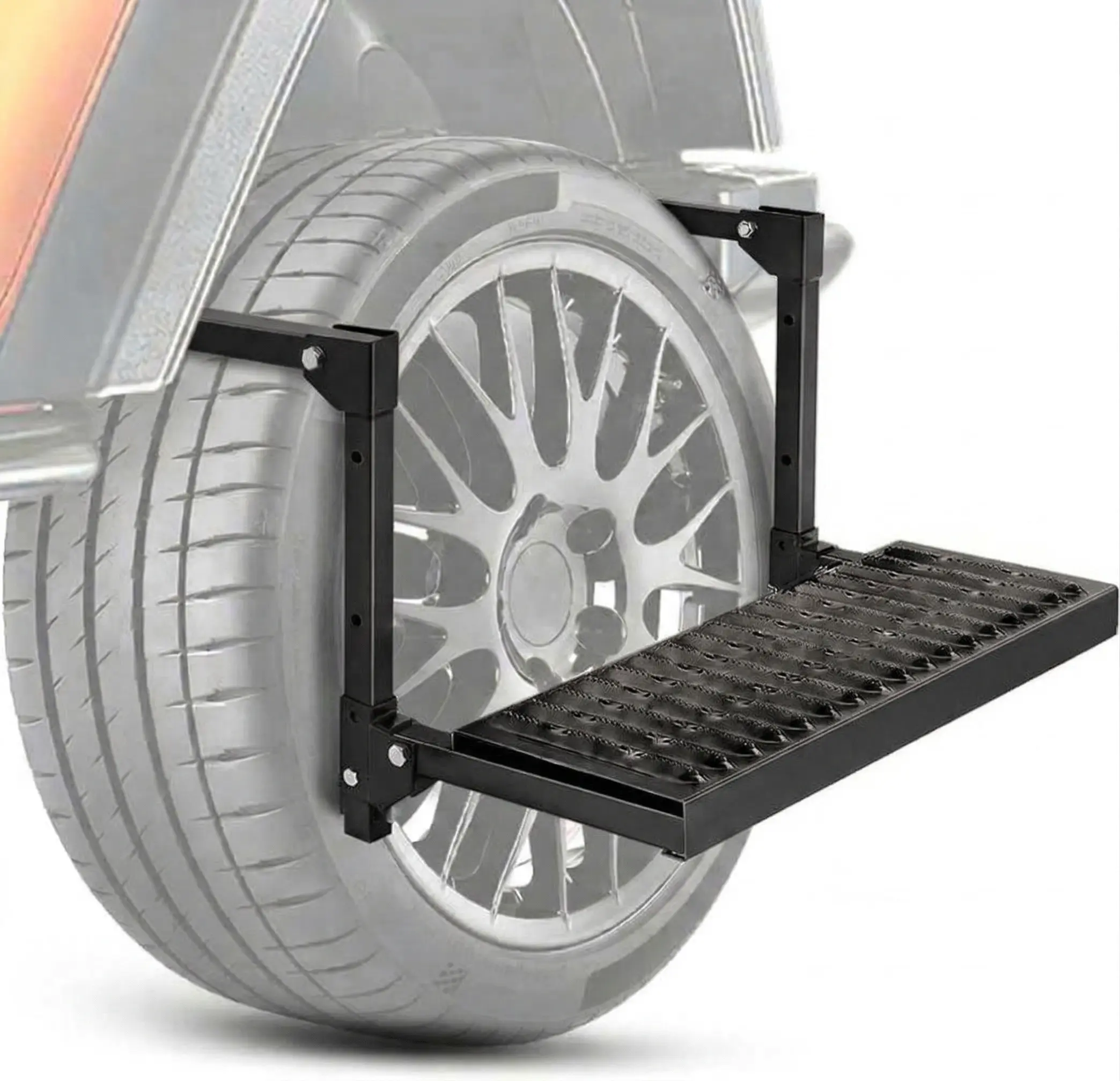 OPSETER Folding Heavy Duty Tire Step Non-Slip Steel Surface Adjustable to Fit Tire from 10” to 15” Rated up to 350 Lbs for Truck SUV and RV Easy to Install and Adjust