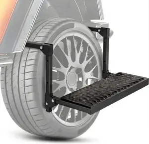 OPSETER Folding Heavy Duty Tire Step Non-Slip Steel Surface Adjustable to Fit Tire from 10” to 15” Rated up to 350 Lbs for Truck SUV and RV Easy to Install and Adjust