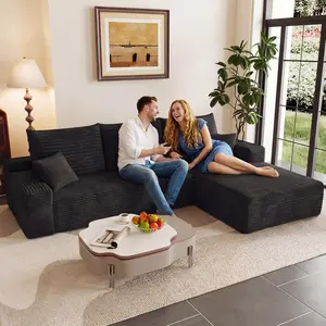 95" Cloud Modular Sectional Sofa Couch with L-Shape Chaise,Modern Minimalist Upholstered Couches for Living Room Bedroom,Deep Seat Corner Couch,No Assembly Required