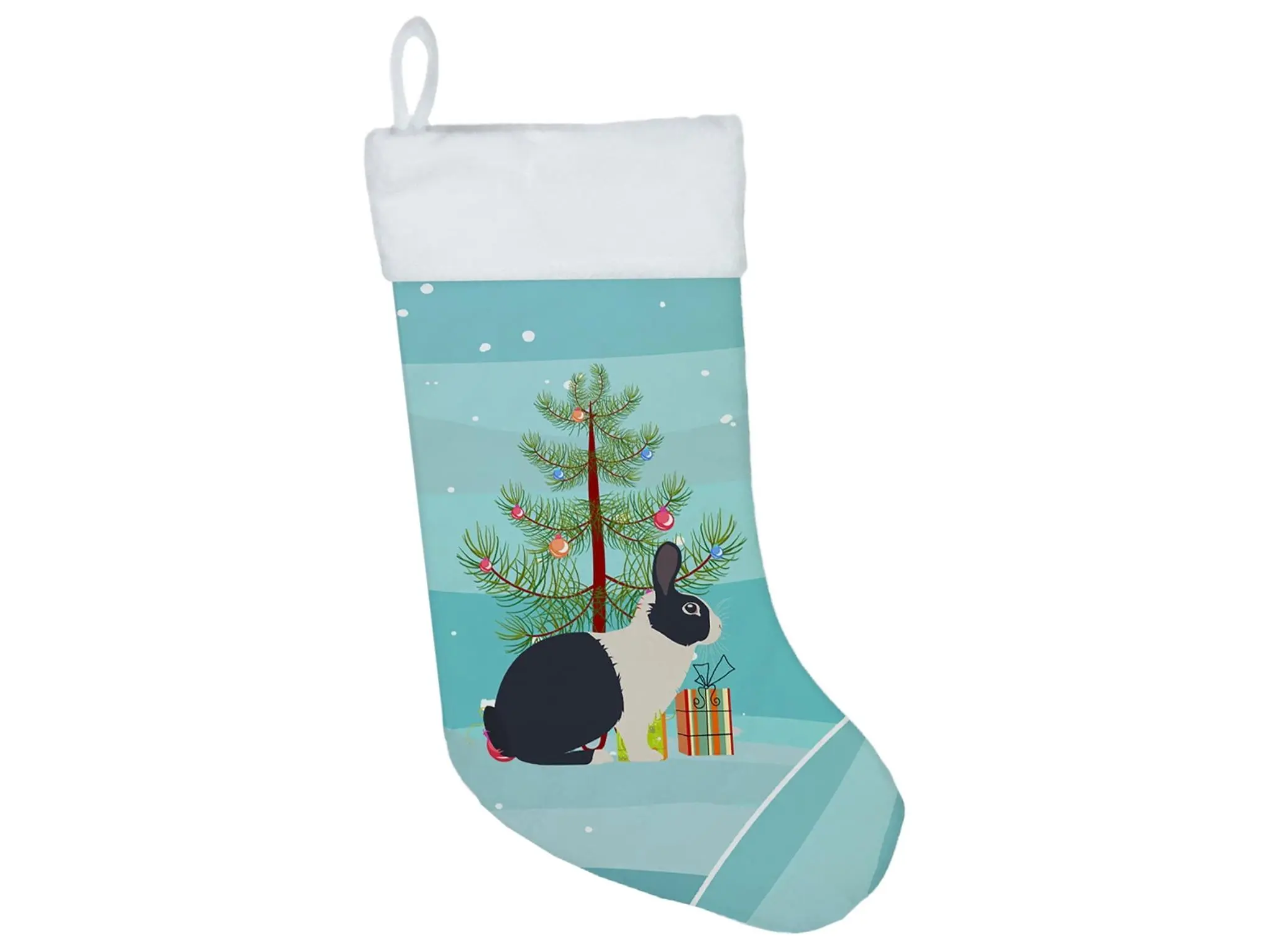 212 MAIN Dutch Rabbit Christmas Stocking - Fabric Holiday Decor with Artwork, Hanging Loop for Festive Home Supplies