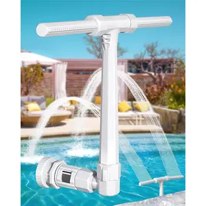 Pool Fountain for Above and Inground Pools, Waterfall Cooler with 2 Adjustable Sprinkler Heads and 3 Adapter, 360 ° Cooling Jet & Relaxation