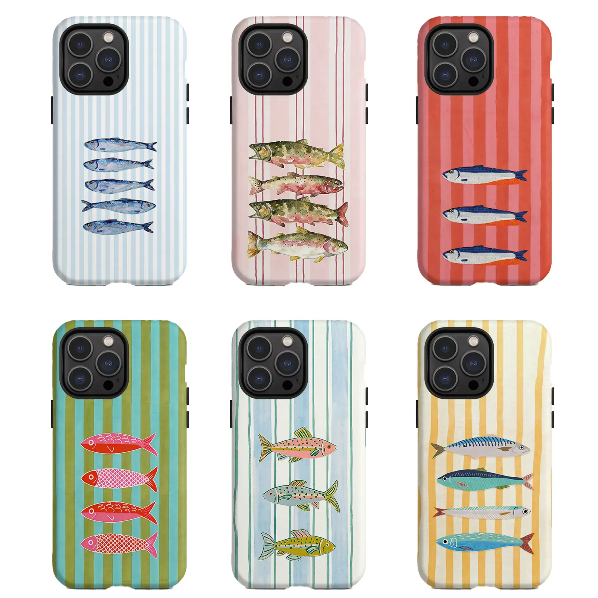 Colorful Fish Smartphone Case - TPU Waterproof Protector Casing, Ocean-Inspired Striped Design for Fresh Coastal Look, Protective Cover for Gadget Lovers, iPhone 17 Pro Max Mobile Phone Accessory