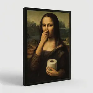 Funny Mona Lisa Bathroom Wall Art Humor Amusing Toilet Art Pinching Nose Wall Decor