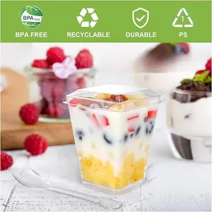 Dessert cups: pudding cup, jelly mousse cup, disposable hard plastic tapered wafer cup, tiramisu cup