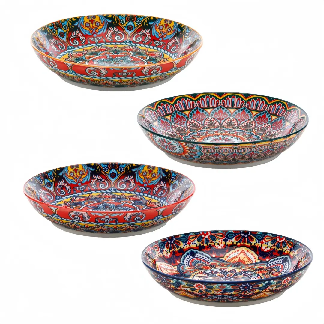 Bohemian Ceramic Dinnerware Set, Multi-Color Kitchen Utensils, Tableware Set, Dishwasher Microwave Oven Safe, Suitable for Home Restaurant Buffet, Tableware Dinnerware Sets, Dishes Set
