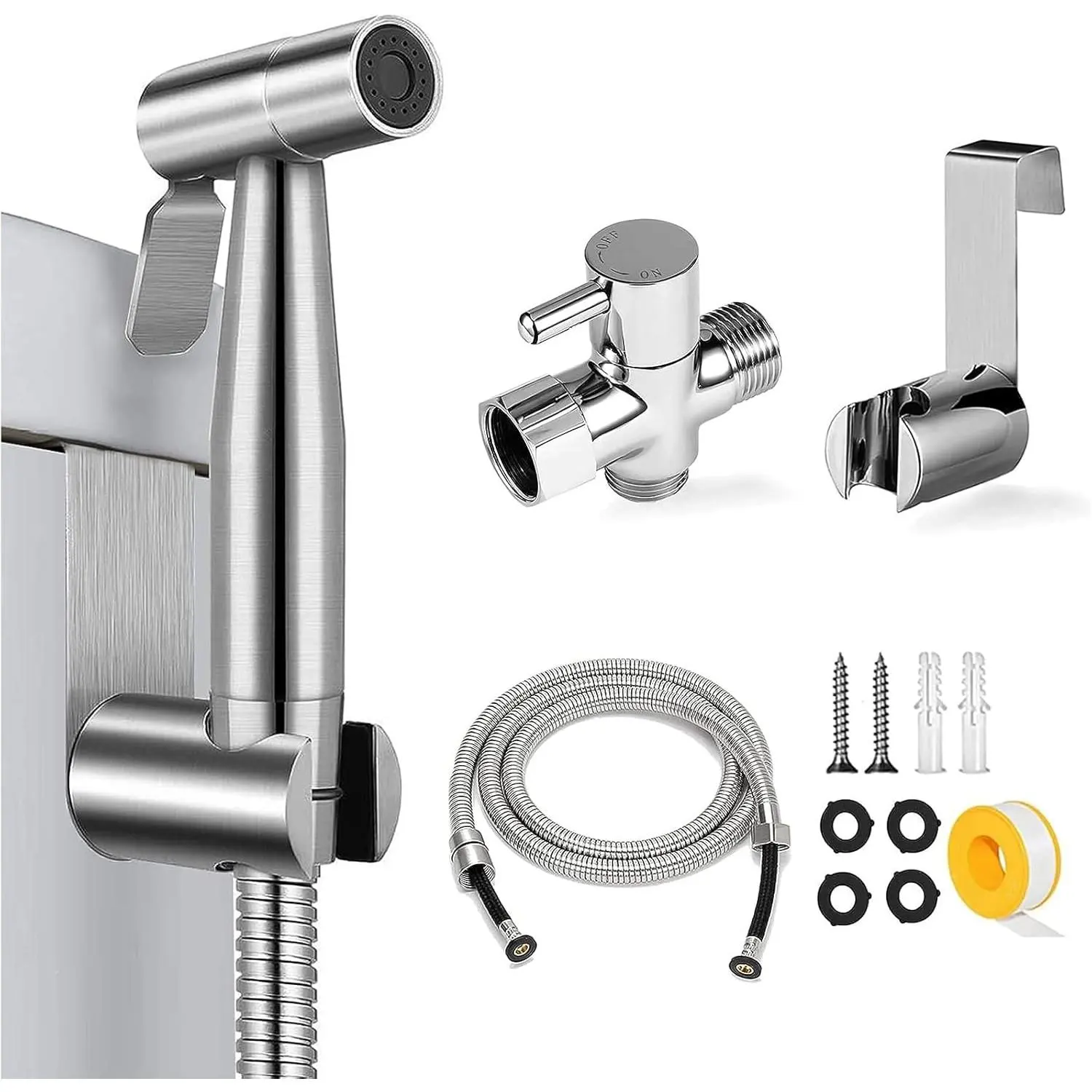 Handheld Bidet Sprayer for Toilet - Stainless Steel Cloth Diaper Jet Spray, Adjustable Water Pressure Control With Spray Hoses for Baby/Feminine Wash