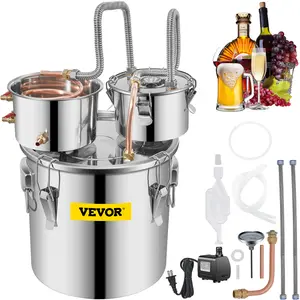 VEVOR Moonshine Still Stainless Steel Water Alcohol Distiller Copper Tube With Circulating Pump Home Brewing Kit Build-in Thermometer for DIY Whisky Wine Brandy Spirits Utensils Ceramic