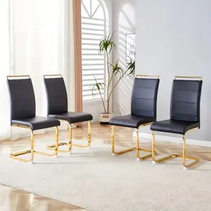 Luxe Black & Gold Elegance Dining Chairs Set of 4 - Elegant Design with Gold Accents, Ideal for Dining and Gatherings